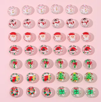 1бр19мм карикатура Коледа ръчно рисуван венец подарък стъкло плоско мънисто DIY гривна обеци бижута аксесоари материали