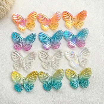 5pcs преувеличена фея градиент лилава пеперуда фигурка смола аксесоари направи си сам ръчно изработени обеци за DIY бижута
